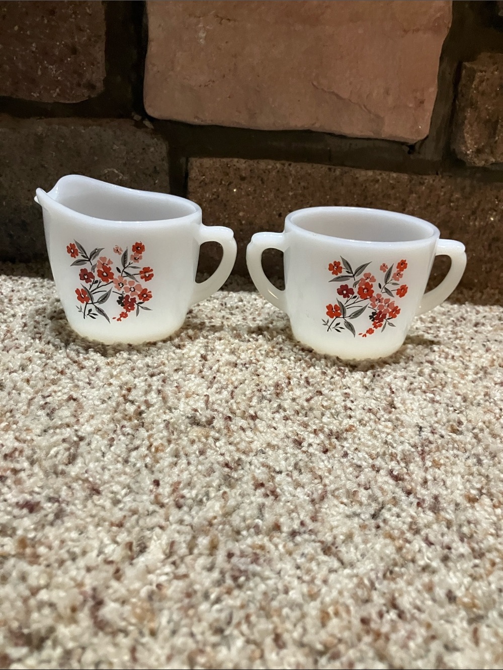 Fire King Glass Creamer and Sugar Set